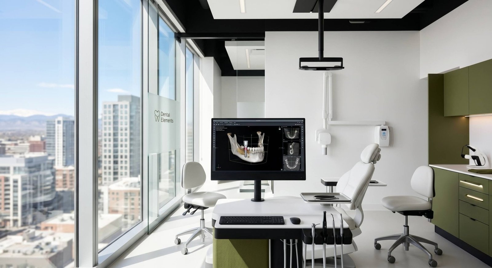 3D digital treatment planning for a dental implant on a computer monitor at Dental Elements.